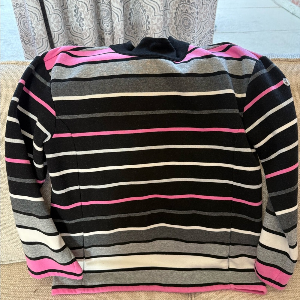 Talbots Black and Pink Striped sweatshirt top